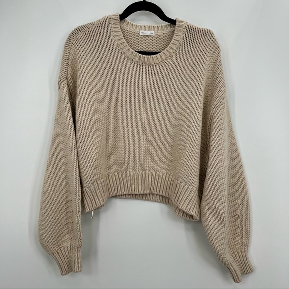 Good American Sweaters - Good American Crewneck Chunky Knit Sweater Pullover Cropped Cream 5/6 2XL / 3XL